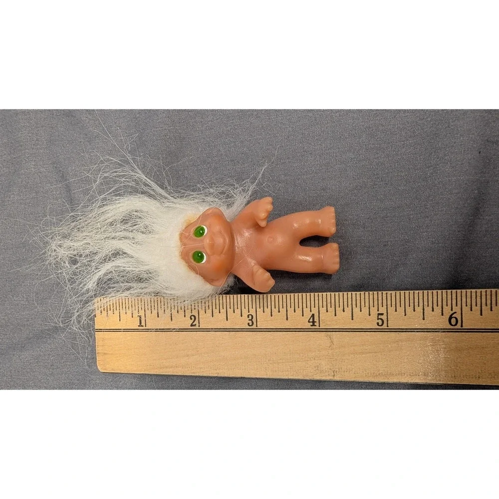 DAM Troll Doll 1985 3in White Hair Green Eyes Vintage Collectible Vinyl